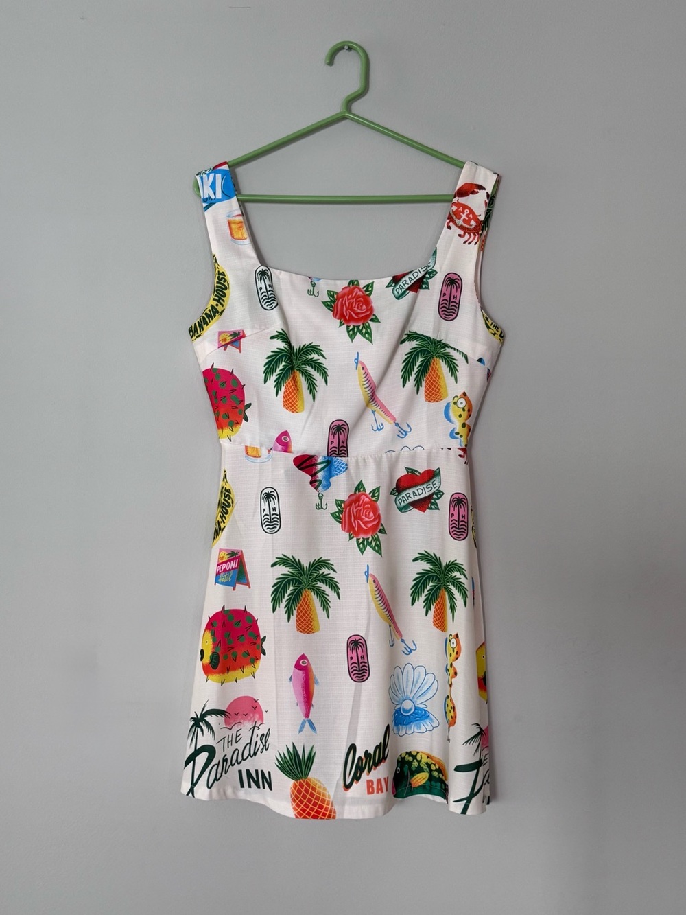 NEW “Sunday Up” Tropical Paradise Print Lace-Up Back Mini Dress